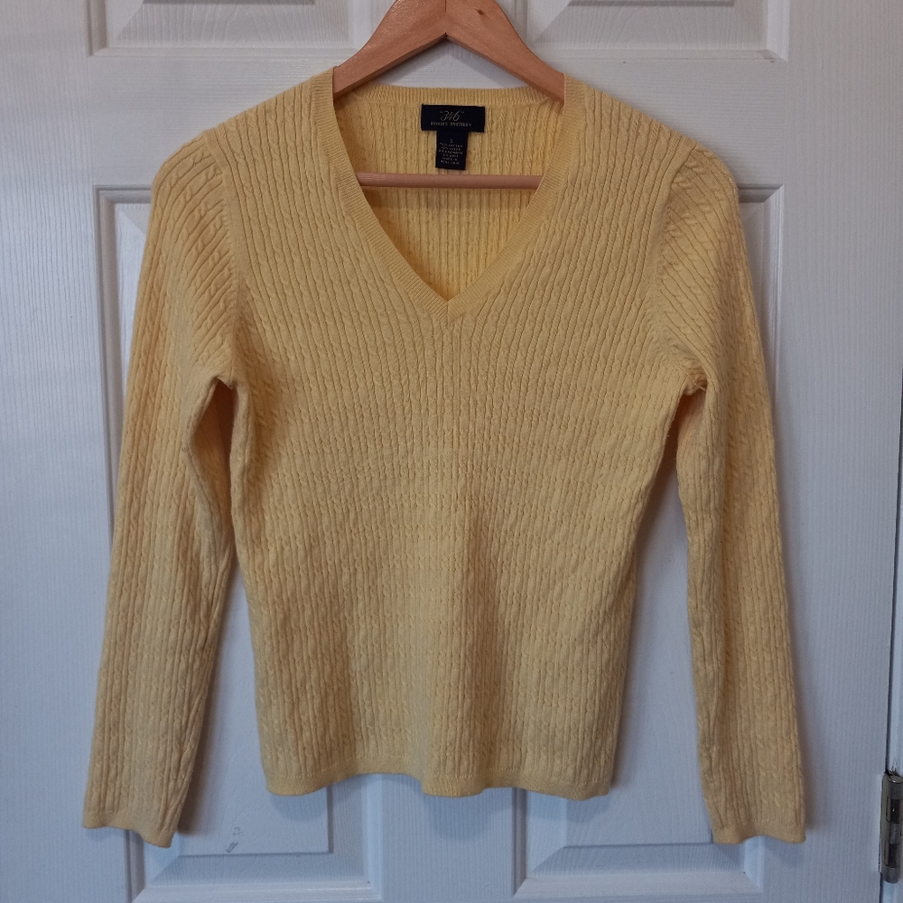 346 Brooks Borthera Womens Yellow knit sweater size Small